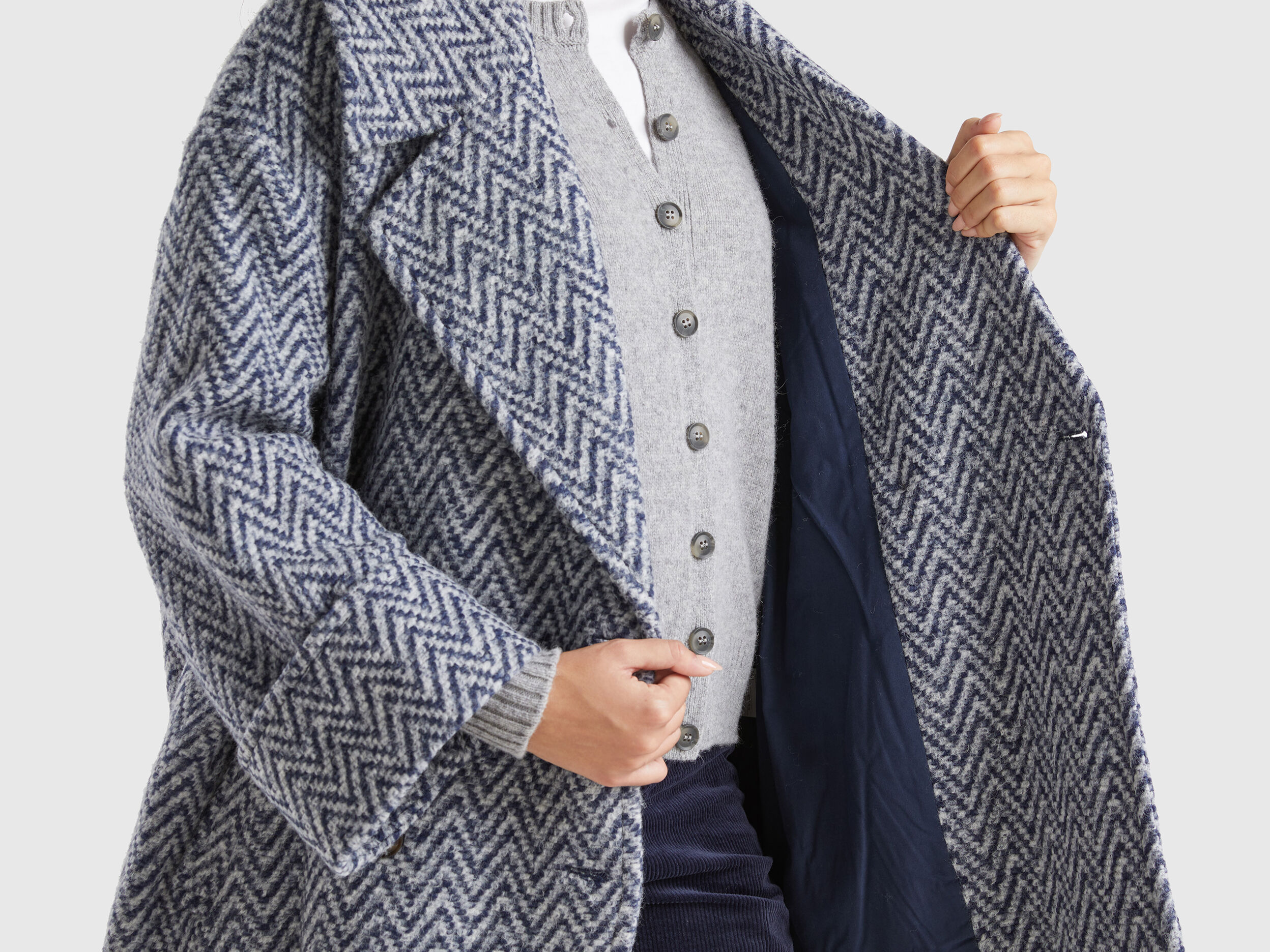 Cappotto oversize doppiopetto Blu Scuro Benetton