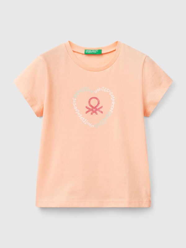 Maglietta con stampa glitter Bambina