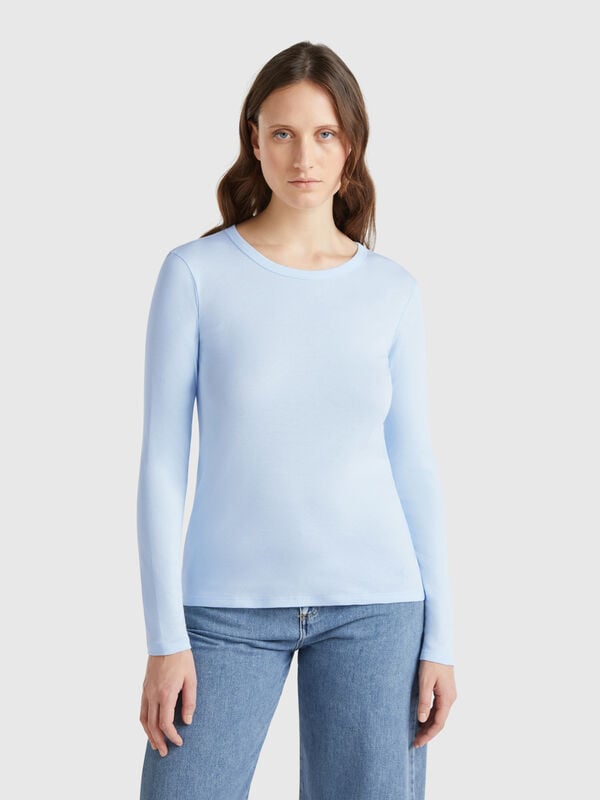 T-shirt a manica lunga in puro cotone Donna