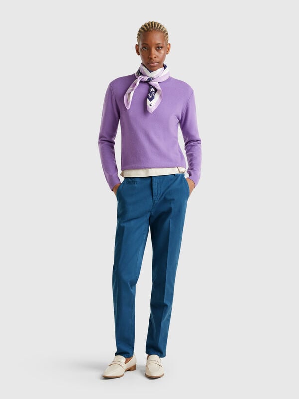 Chino slim fit in cotone avio Donna