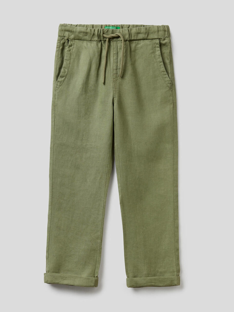 Pantaloni 100% lino con coulisse image number 1