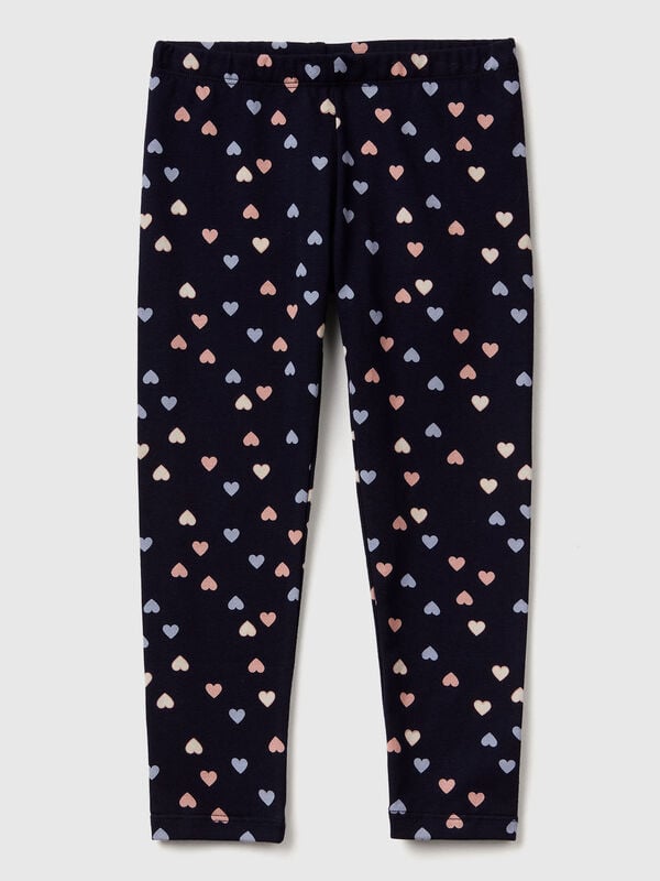 Leggings blu a cuori Bambina