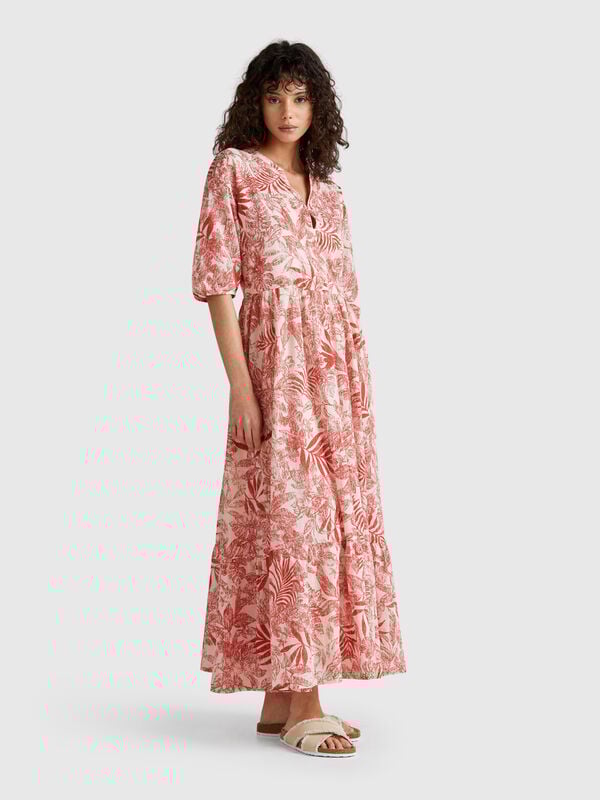 Abito con stampa tropicale Donna
