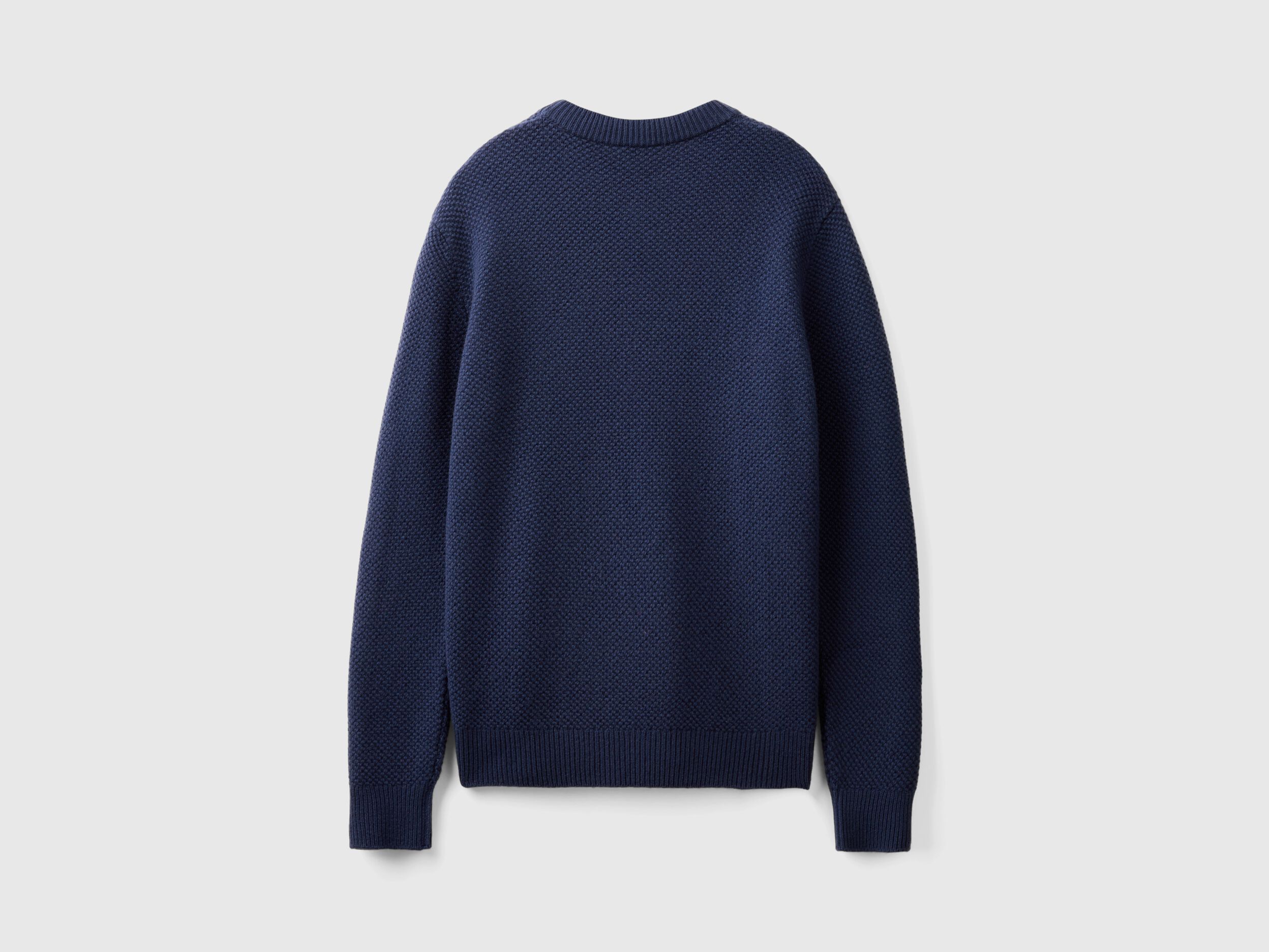 Maglia girocollo in misto lana Blu Scuro Benetton