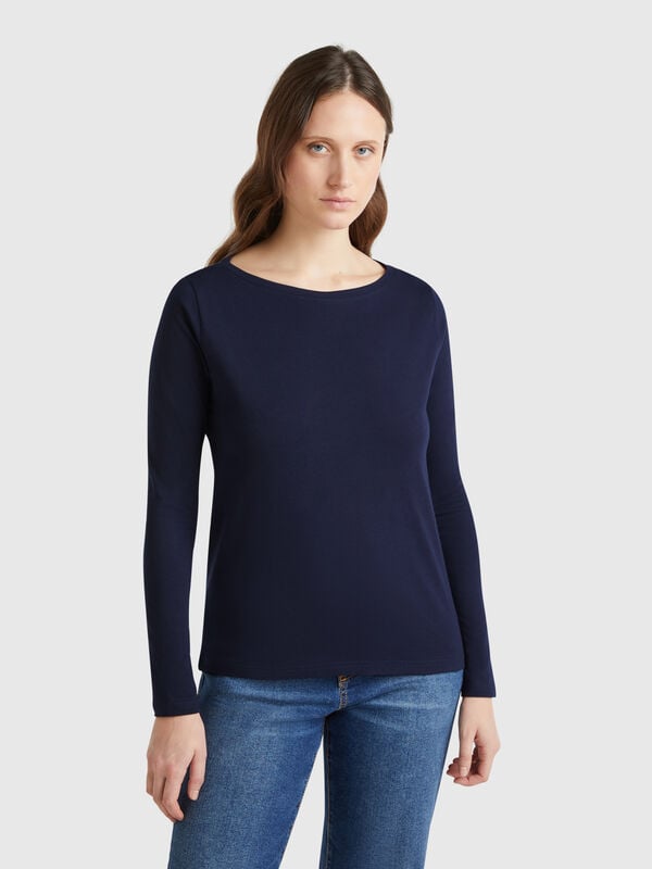 T-shirt con scollo a barchetta 100% cotone Donna