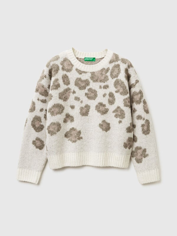 Maglia animalier in misto lana Bambina