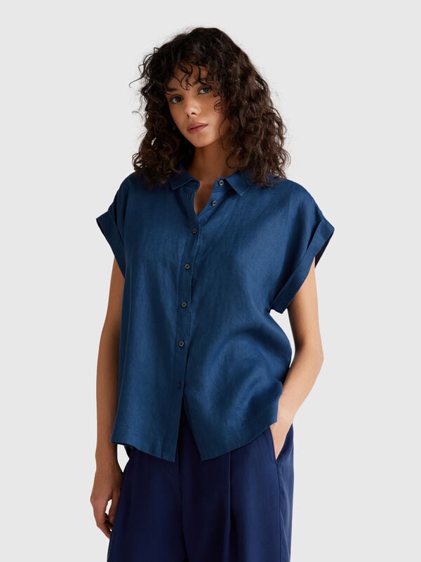 Camicia regular fit in puro lino Donna