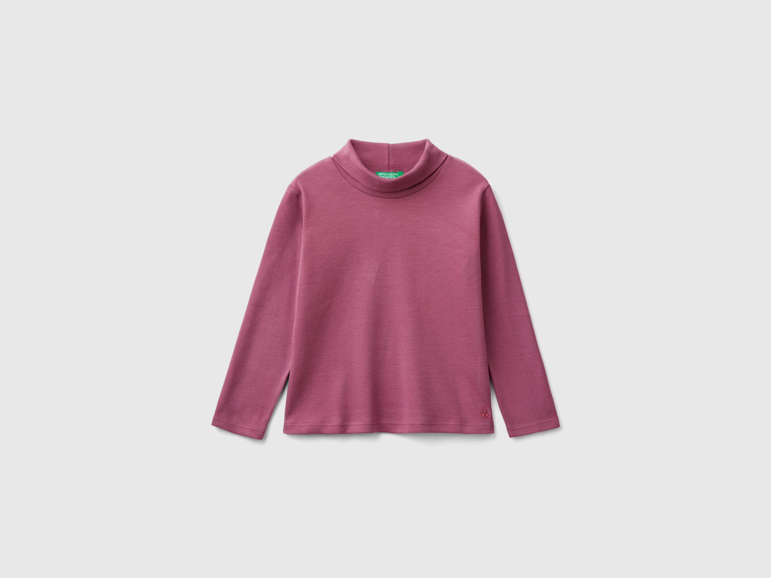 T shirt dolcevita in caldo cotone bio Malva scuro Benetton