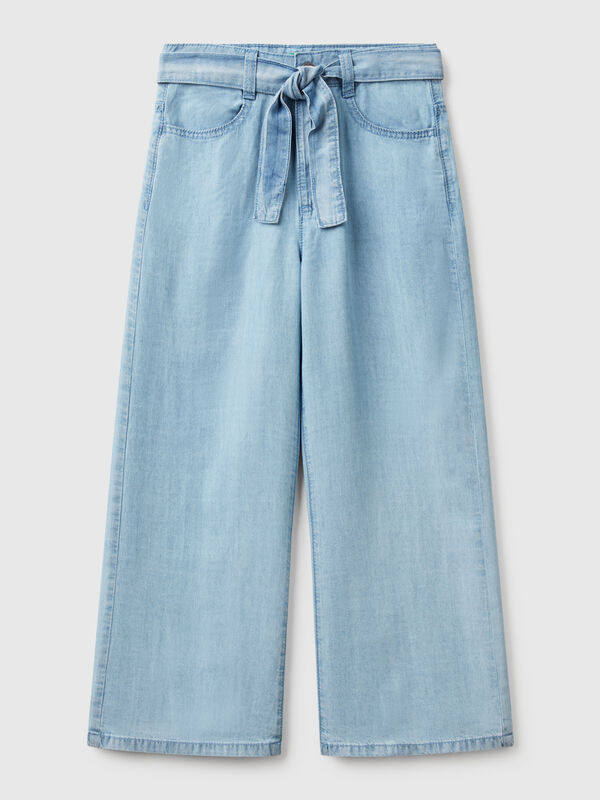 Jeans wide fit con fusciacca Bambina