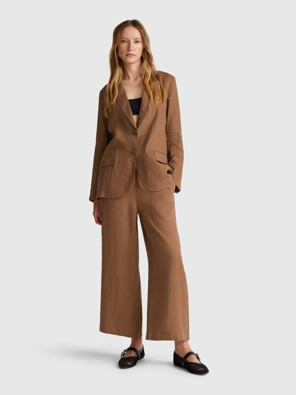 Pantaloni ampi in puro lino Donna