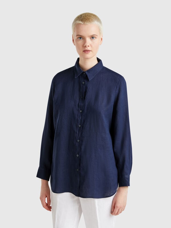 Camicia lunga in puro lino Donna