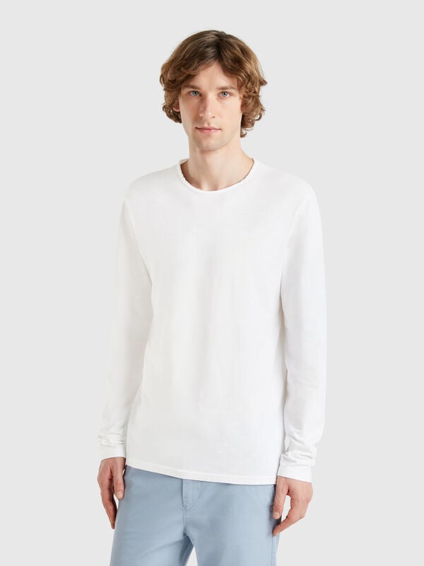 T-shirt a manica lunga in 100% cotone Uomo
