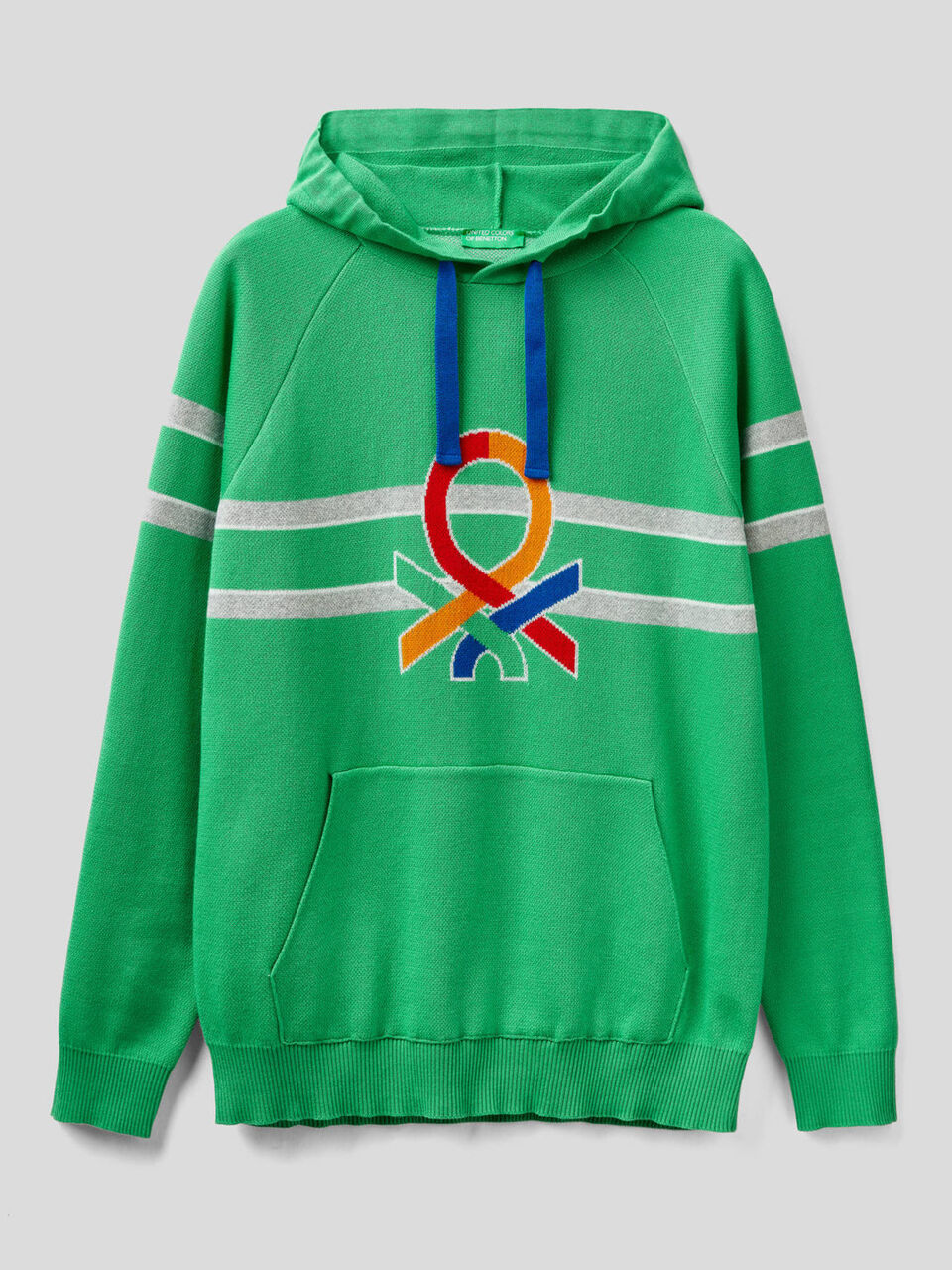 Maglia con cappuccio e logo multicolor image number 1