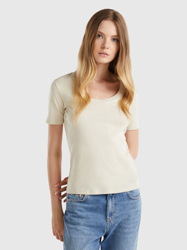 T-shirt manica corta in cotone a fibra lunga Donna