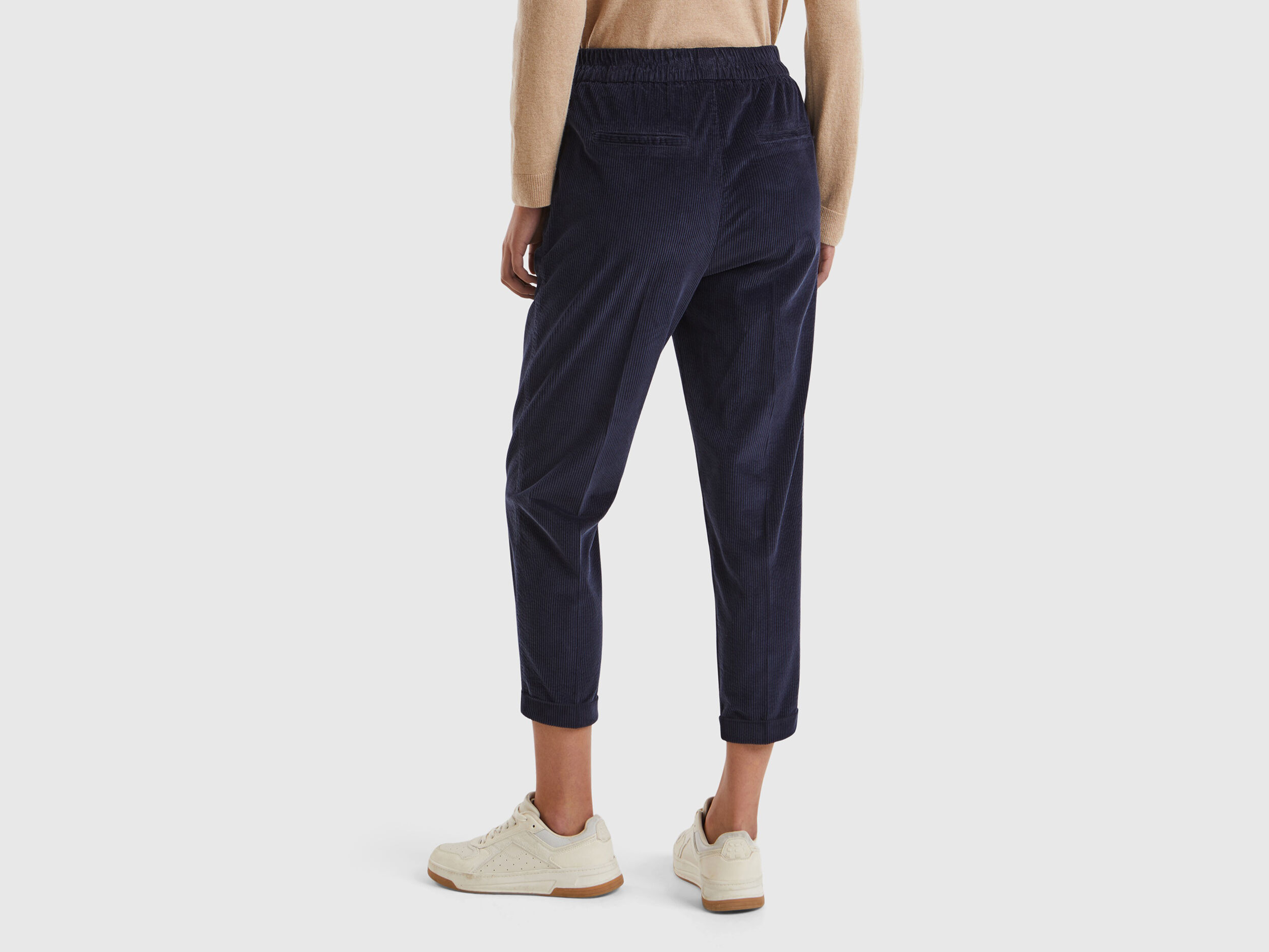 Chino in velluto con vita elasticizzata Blu Scuro Benetton