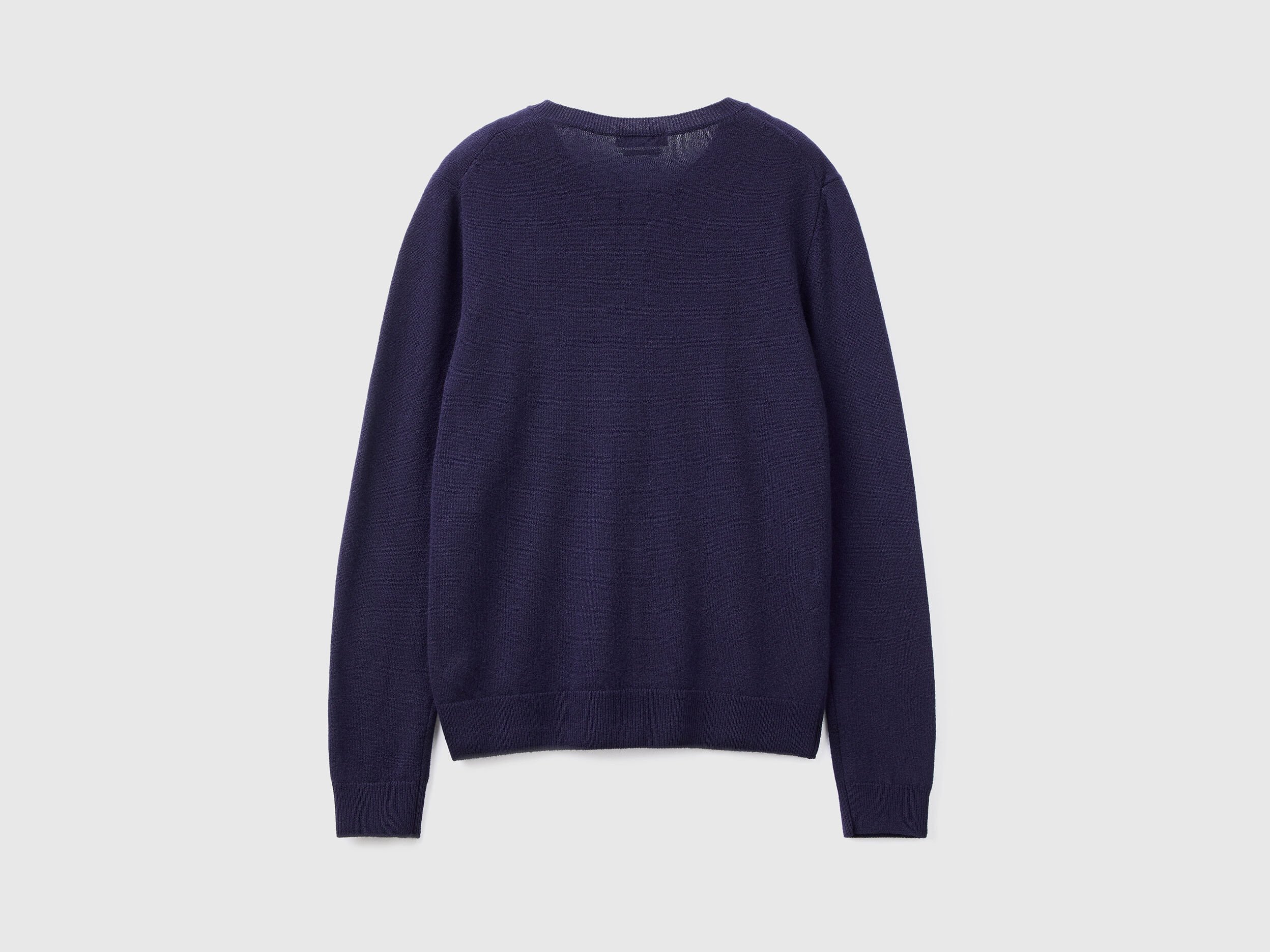 Cardigan girocollo blu scuro in pura lana Merino Blu Scuro Donna