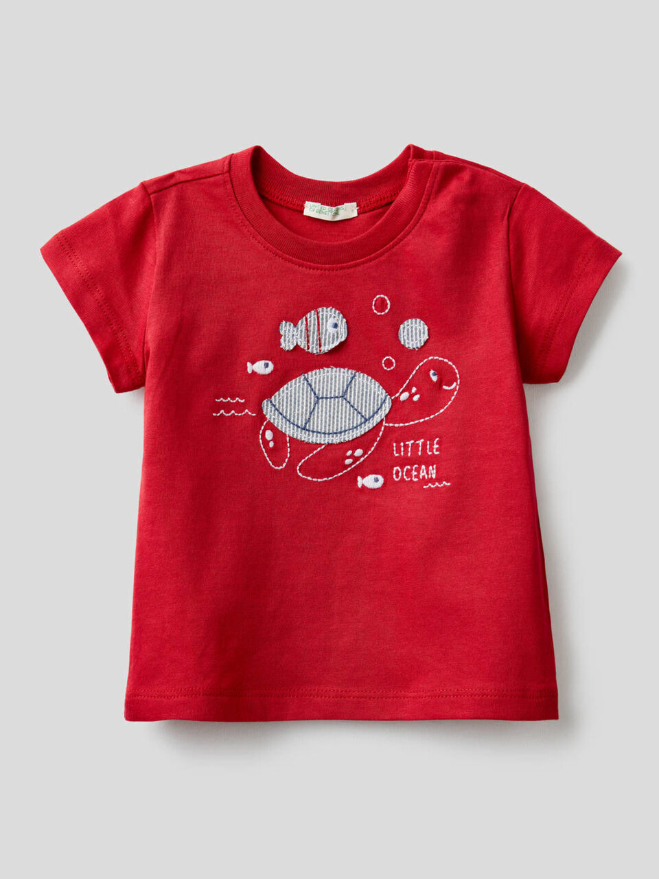 T-shirt in cotone biologico con ricamo image number 1