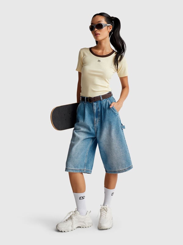 Bermuda di jeans al ginocchio Donna
