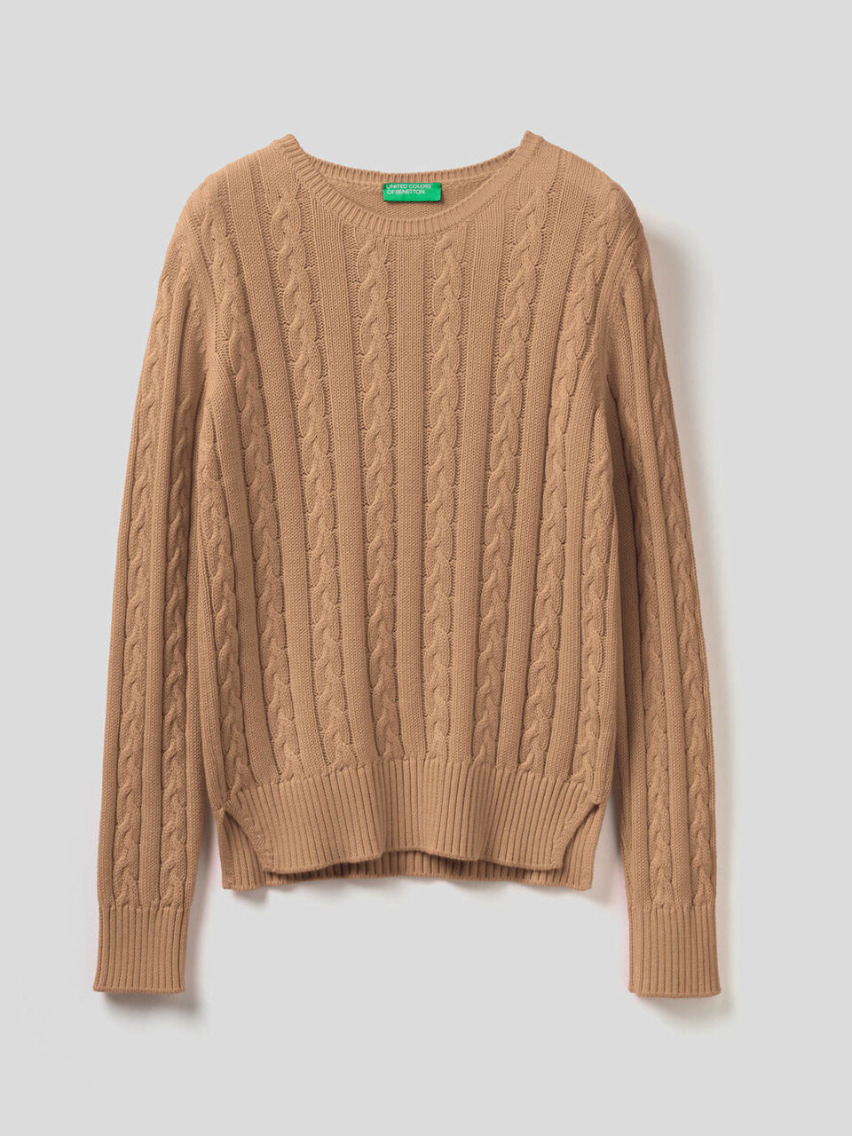 Maglia in cotone con lavorazione a trecce image number 1