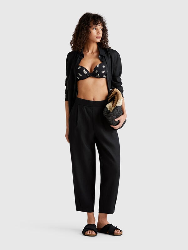 Pantaloni morbidi in puro lino Donna