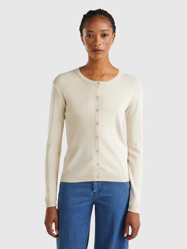 Cardigan beige 100% cotone Donna