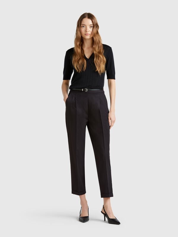 Pantaloni in cotone elasticizzato Donna