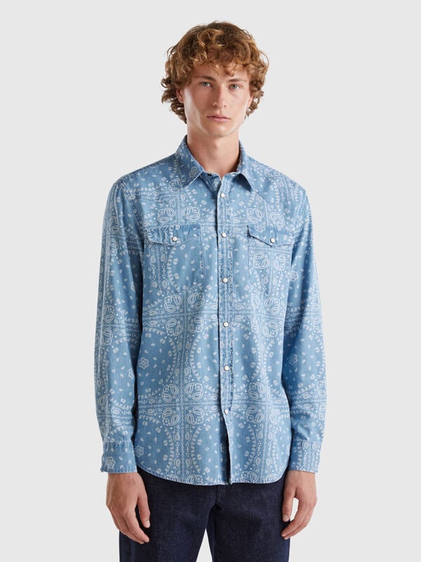 Camicia western in chambray Uomo