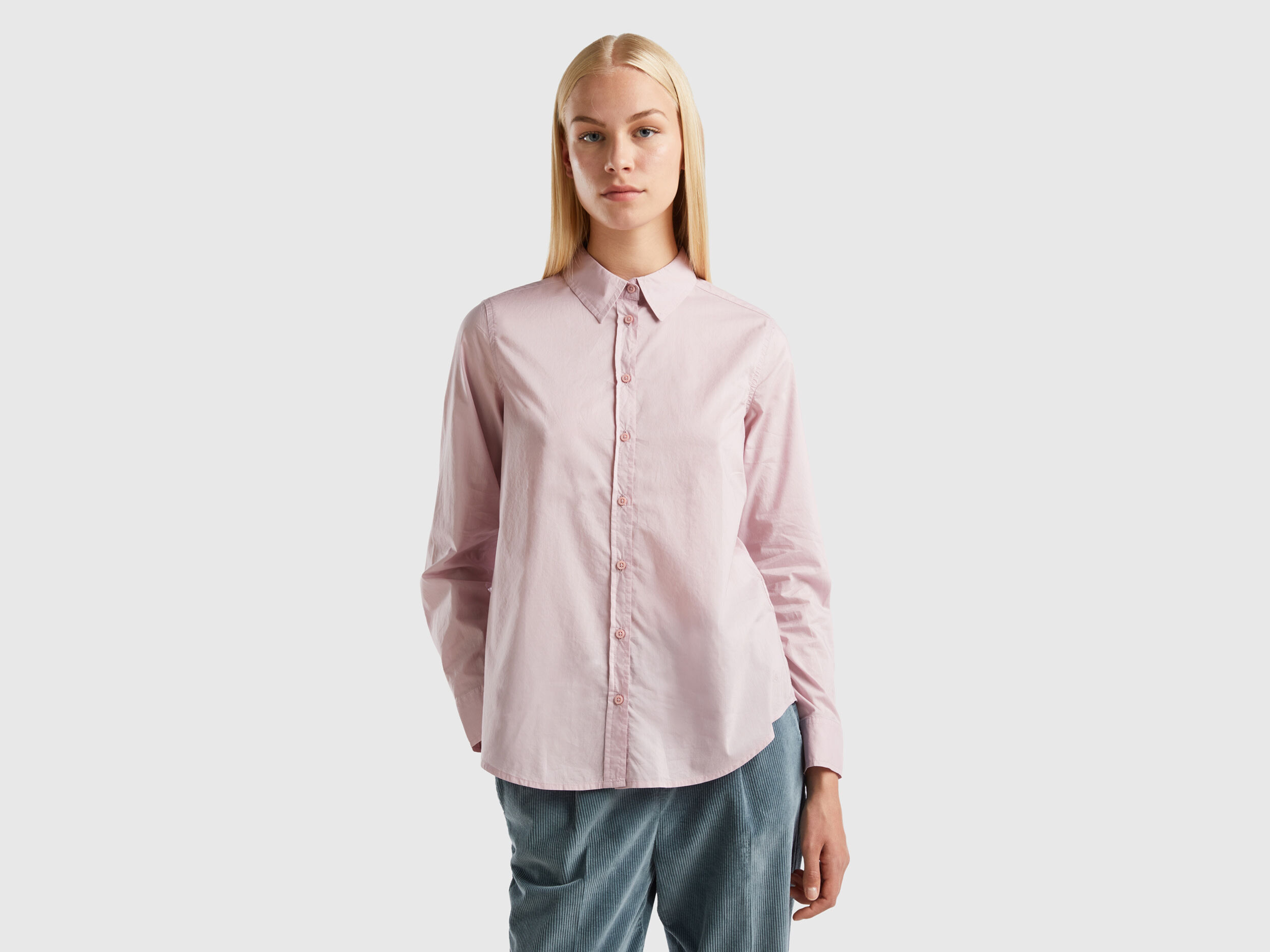Camicia in cotone leggero Rosa Tenue Donna Benetton