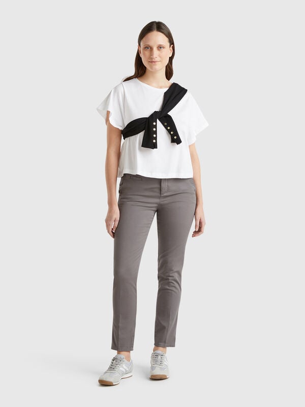 Chino slim fit in cotone grigio Donna