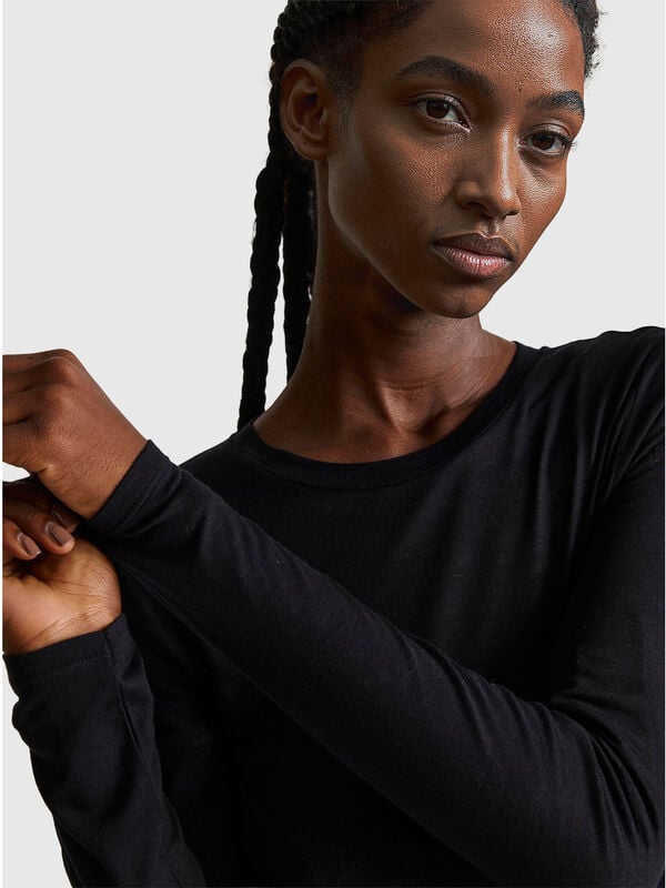 T-shirt in misto viscosa e cashmere Donna