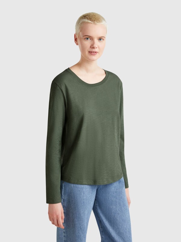T-shirt manica lunga in cotone leggero Donna