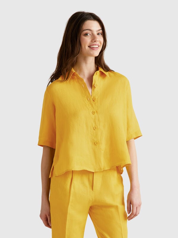 Camicia corta in puro lino Donna