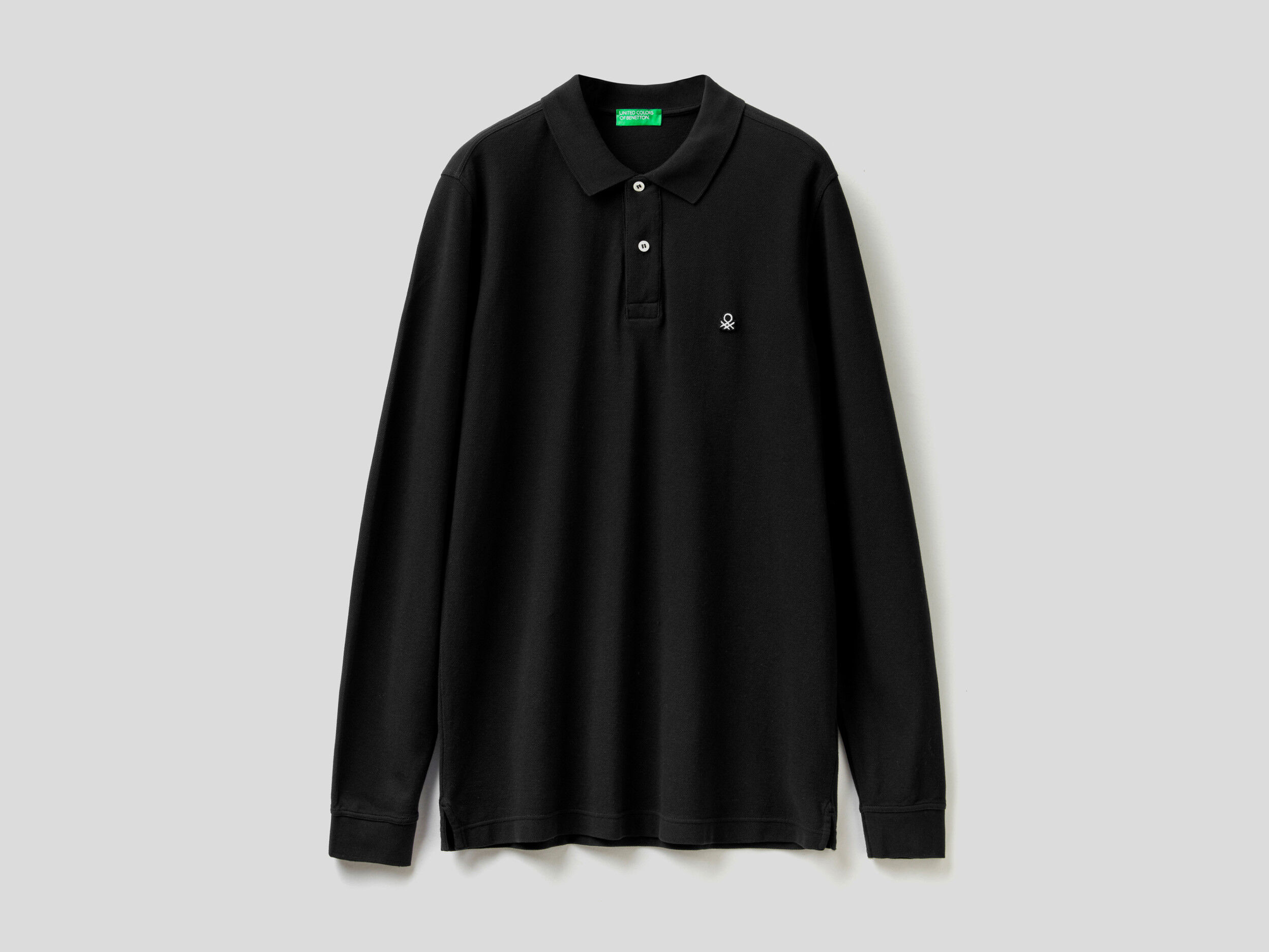 Polo a manica lunga 100 cotone Nero Uomo Benetton