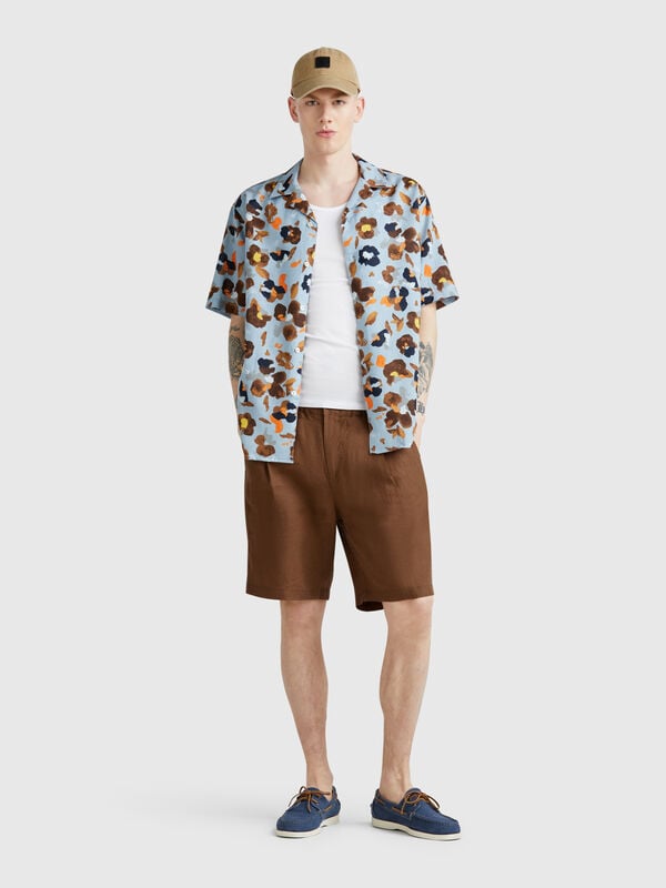Bermuda con coulisse in puro lino Uomo
