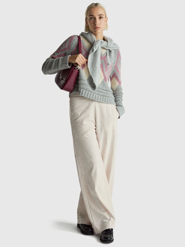 Pantaloni ampi in velluto liscio Donna