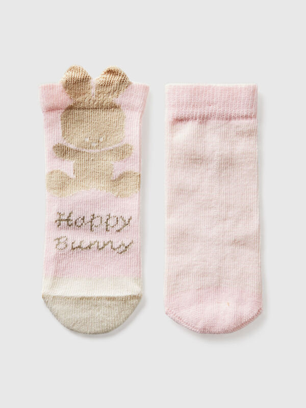 Set calzini con righe e coniglietto Baby