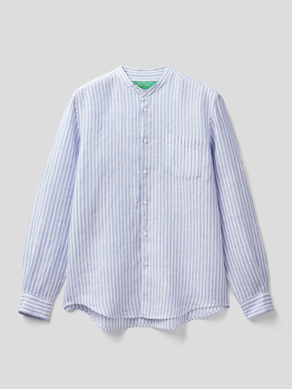 Camicia in lino con collo alla coreana image number 1