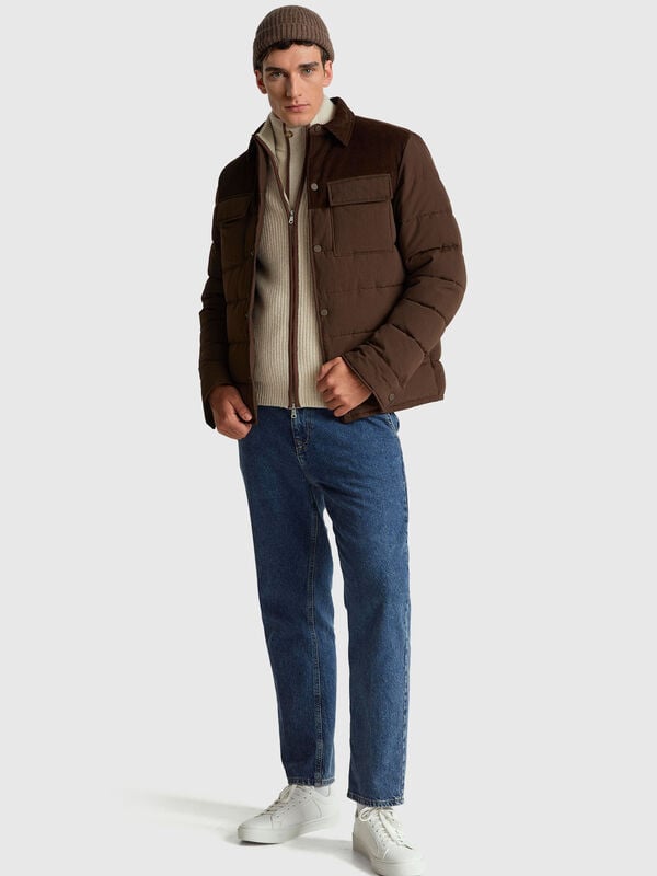 Giubbino in velluto e nylon Uomo