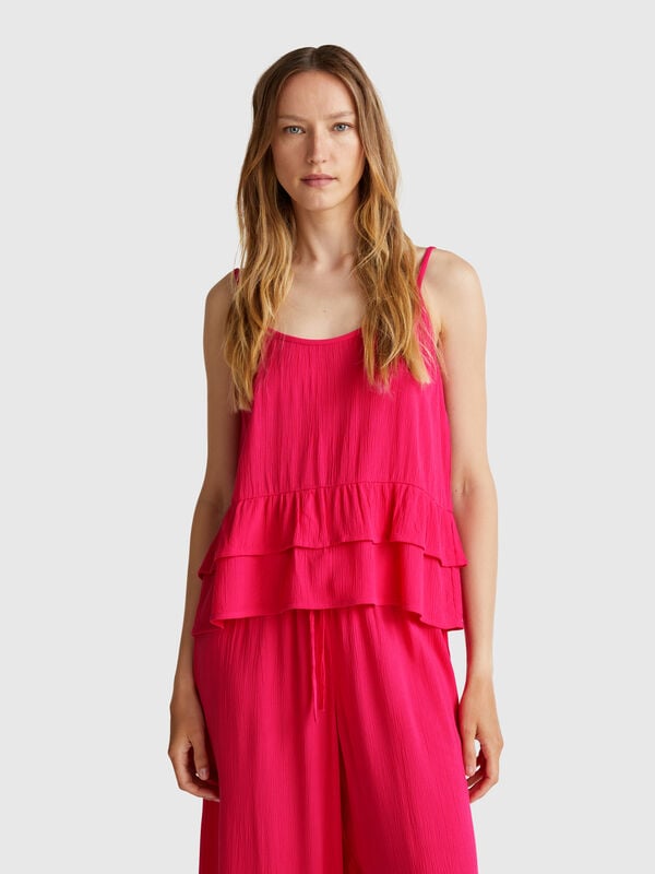 Top fluido con balza Donna
