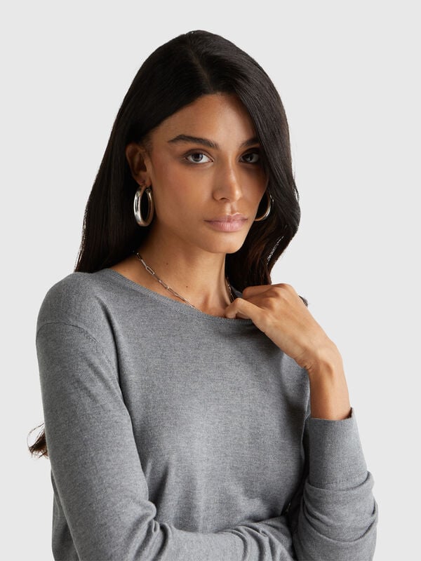Maglia manica lunga in misto seta Donna
