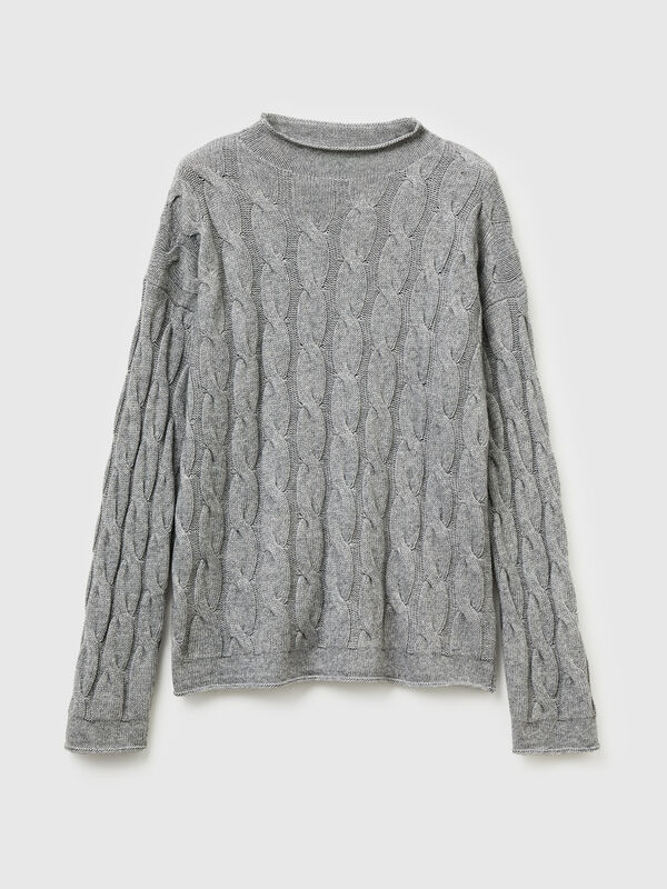 Maglia con trecce in misto cashmere Maglia con trecce in misto cashmere Donna