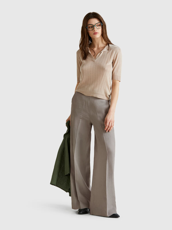Pantaloni palazzo in 100% lino Donna