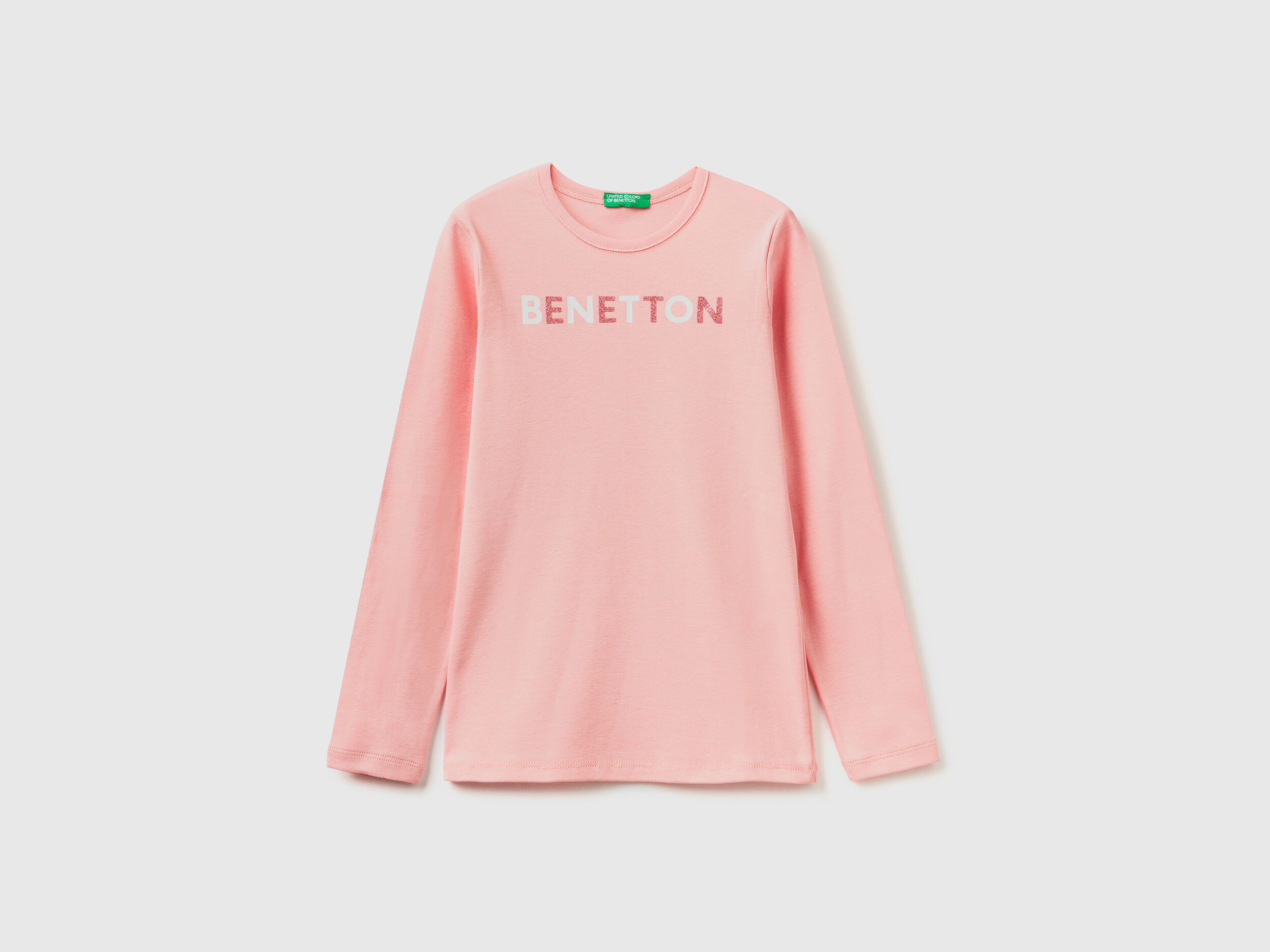 T shirt manica lunga con stampa glitter