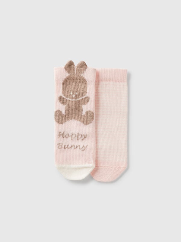 Set calzini con righe e coniglietto Baby