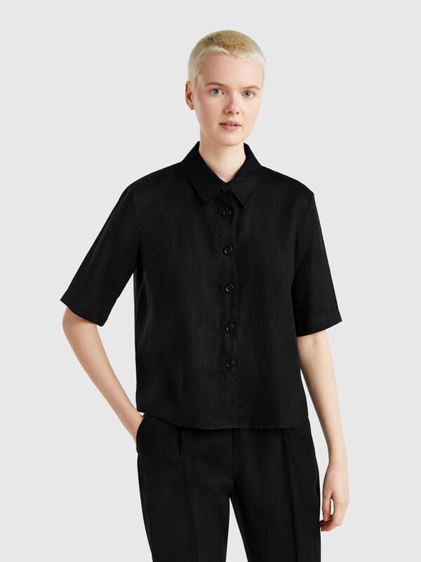 Camicia corta in puro lino Donna