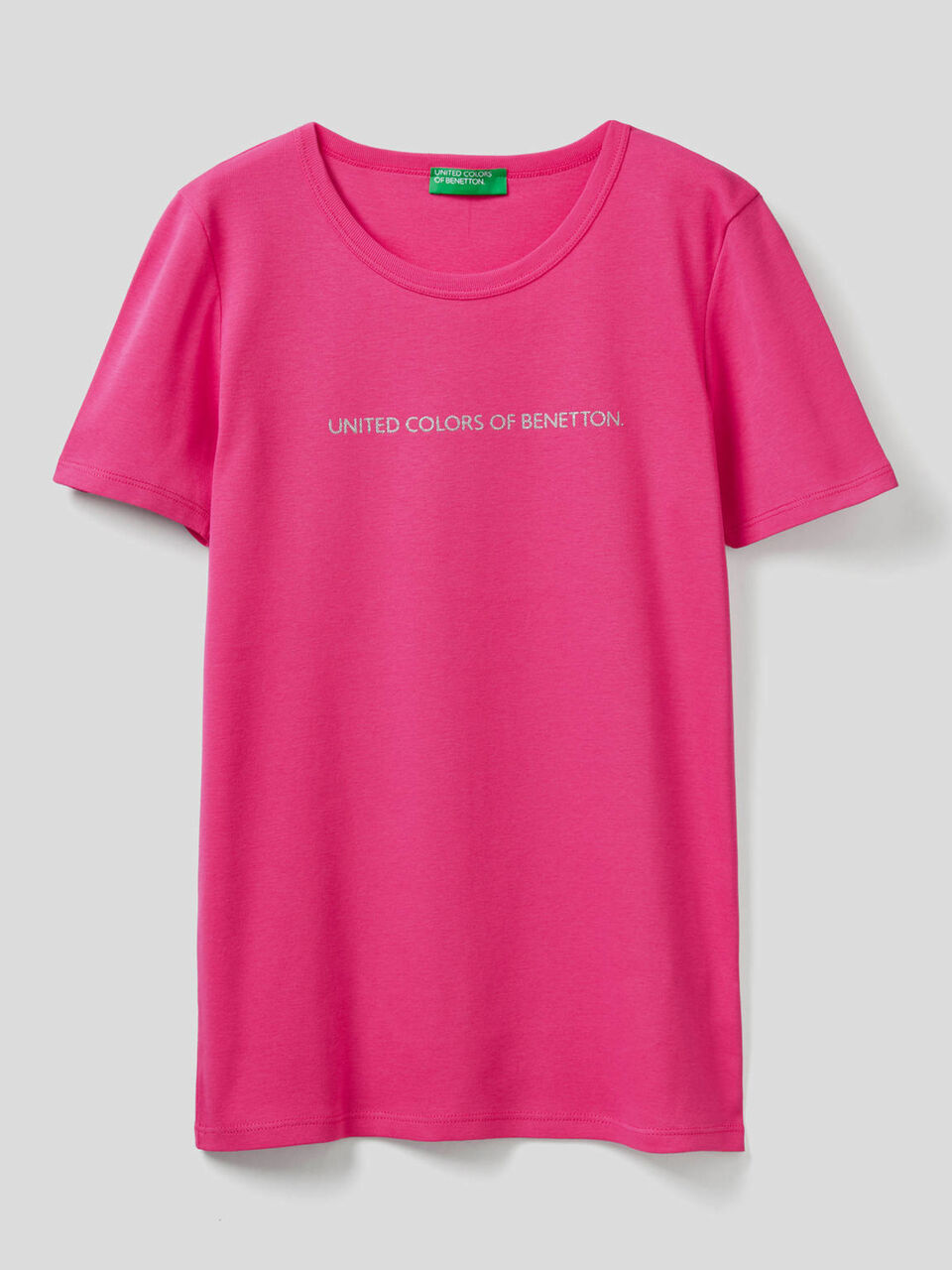 T-shirt 100% cotone con stampa logo glitter image number 1