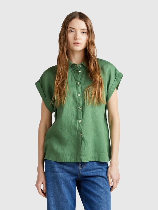 Camicia regular fit in puro lino Donna