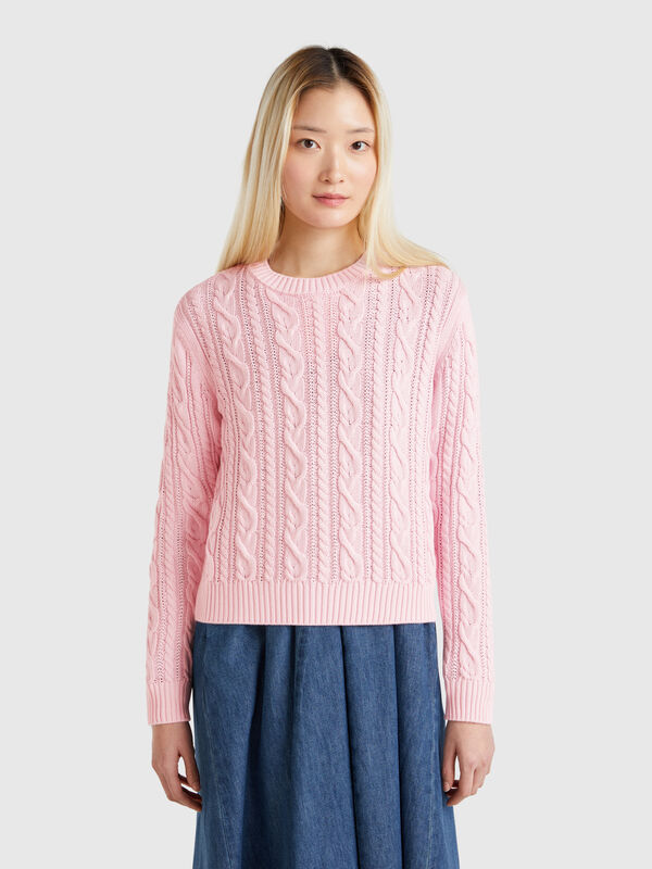 Maglia a trecce 100% cotone Donna