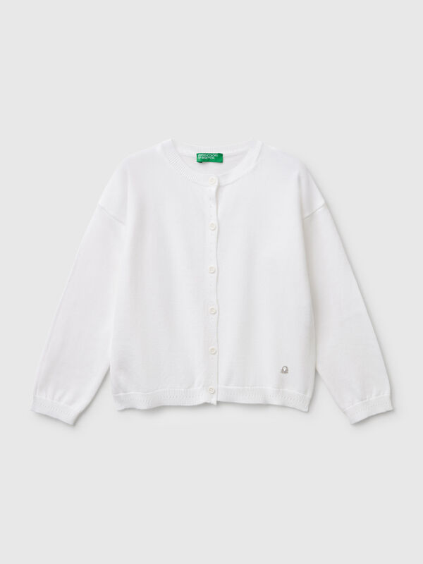 Cardigan girocollo in puro cotone Bambina
