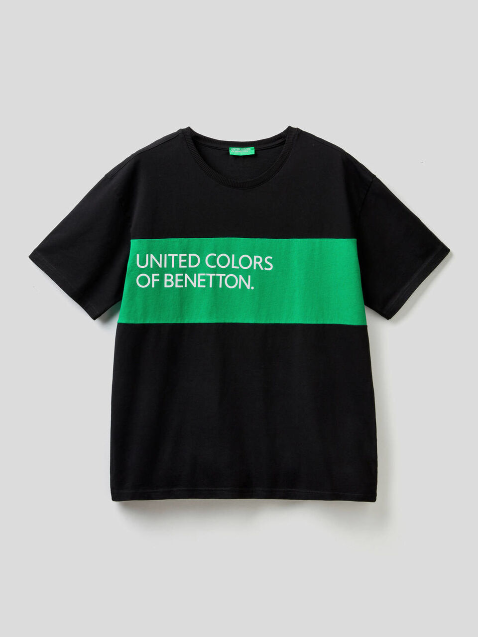 T-shirt 100% cotone con banda a contrasto image number 1